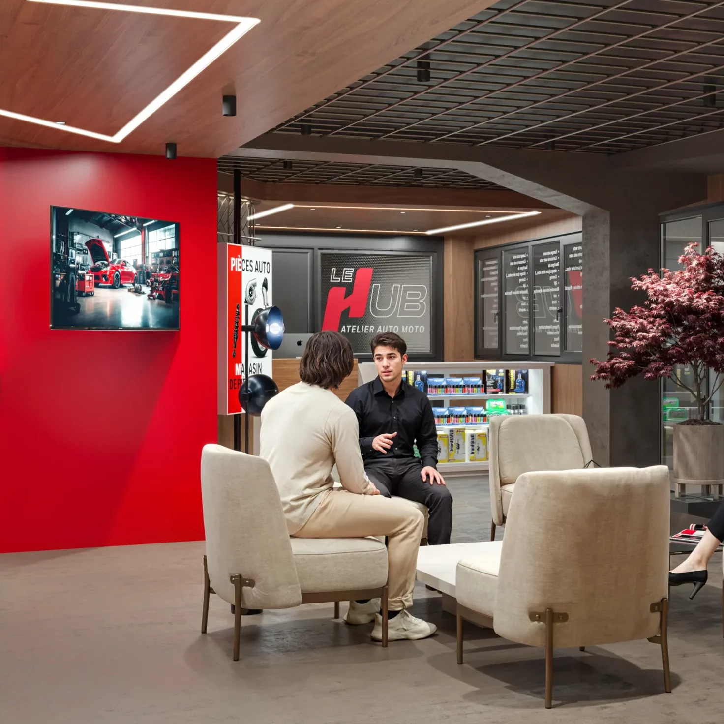 garage automobile haut de gamme Paris, garage premium, architecture garage automobile, design intérieur garage, EFi Studio, architecture commerciale Paris, conception d’espaces clients, franchise automobile internationale, architecte garage chic, aménagement garage moderne, garage luxe Paris